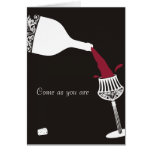 Red wine splashing wine tasting dinner invitation greeting card