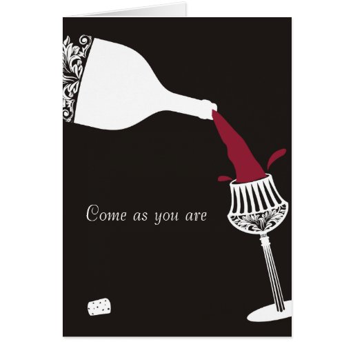 Red wine splashing wine tasting dinner invitation greeting card