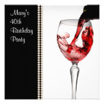 Red Wine Womans 40th Birthday Party Announcement