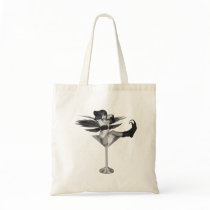 Red Wing Freaky Fairy Girl Martini Glass 3D Tote Bags
