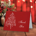Red Winter Christmas Tree Thank You Card