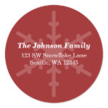 Red Winter Snowflake Custom Address Label Sticker