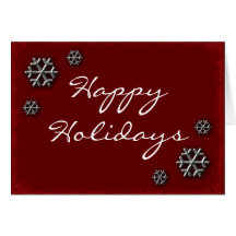 Red Winter Snowflake Happy Holidays Christmas Card