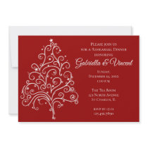 Red Winter Wedding Rehearsal Dinner Invitation