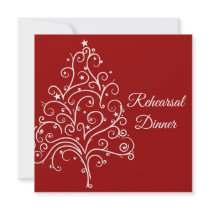Red Winter Wedding Rehearsal Dinner Invitation