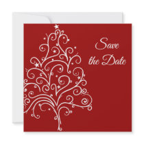 Red Winter Wedding Save the Date Announcement