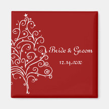 Red Winter Wedding Save the Date Magnet