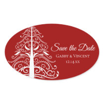 Red Winter Wedding Save the Date Stickers