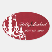 Red with White Chandelier  Wedding Sticker holiday