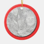 red with white dots photo frame ornaments