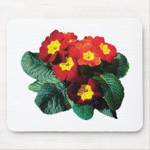 Red with Yellow Primroses Mousepad