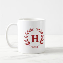 Red wreath monogram graduation class year mugs