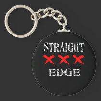 Red X Straight Edge Black keychains