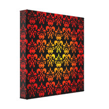 Red, yellow and black damask canvas print