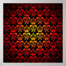 Red, yellow and black damask poster