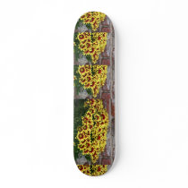 Red Yellow Flowers against brown red brick wall