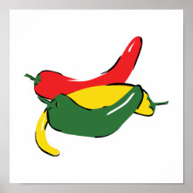 Red Yellow Green Chili Pepper Graphic Poster