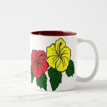 red yellow hibiscus MUG