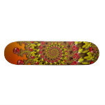 Red Yellow & Orange Bokeh Fractal Pattern Skate Boards