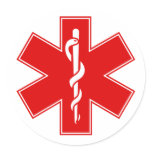 Red Yellow Orange White Nurse EMS Star of Life Sticker
