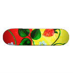 Red & Yellow Springtime Strawberry Flowers Skate Deck