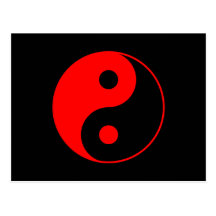Red Yin Yang Symbol Postcard