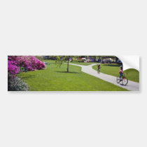 Red Young cyclists enjoy azalea garden flowers bumper stickers