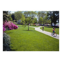 Red Young cyclists enjoy azalea garden flowers Custom Invites