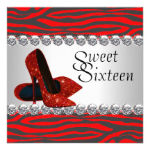 Red Zebra Birthday Party Invitations