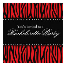 Red Zebra Diamonds Bachelorette Party Announcement