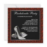 Red Zebra High Heels Bachelorette Party Custom Invitation