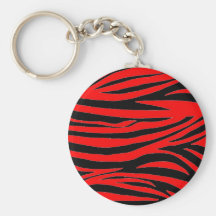 Red Zebra in Black and Red Keychain