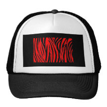 Red Zebra in Black and Red Mesh Hats