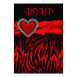 Red Zebra Red Heart RSVP Card Announcements