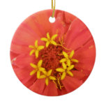 Red Zinnia Macro Custom Birthday Christmas Ornaments