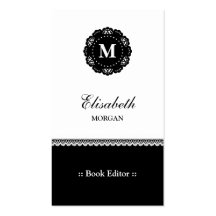 Rédacteur de livre - monogramme noir élégant de de modèles de cartes de visite