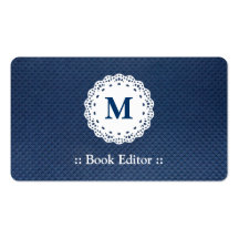 Rédacteur de livre - motif bleu de monogramme de d cartes de visite professionnelles