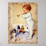 Redhead Baby Boy Blowing Horn to Soldiers