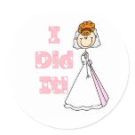 Redhead Bride I Did It Round Sticker