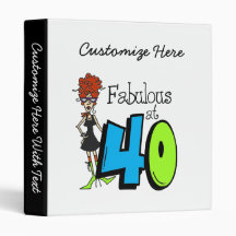Redhead Fabulous at 40 Birthday Vinyl Binders