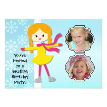 Redhead Girl Birthday Skating Party Invitation