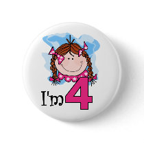 Redhead Girl I'm Four  Pinback Buttons