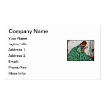Redhead Lady In a Green Dress Reading Business Card Template