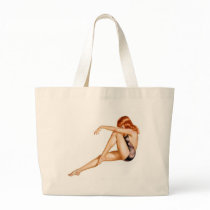 Redhead Pinup Girl in One Piece Bathing Suit Canvas Bags