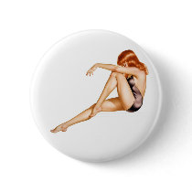 Redhead Pinup Girl in One Piece Bathing Suit
