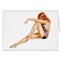 Redhead Pinup Girl in One Piece Bathing Suit cards