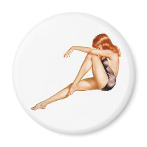 Redhead Pinup Girl in One Piece Bathing Suit Magnets