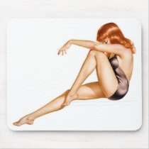 Redhead Pinup Girl in One Piece Bathing Suit Mousepad