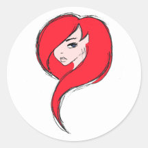 Redhead Round Stickers
