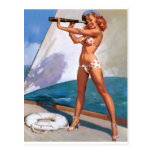 Redhead with Spyglass Pin Up Post Card
